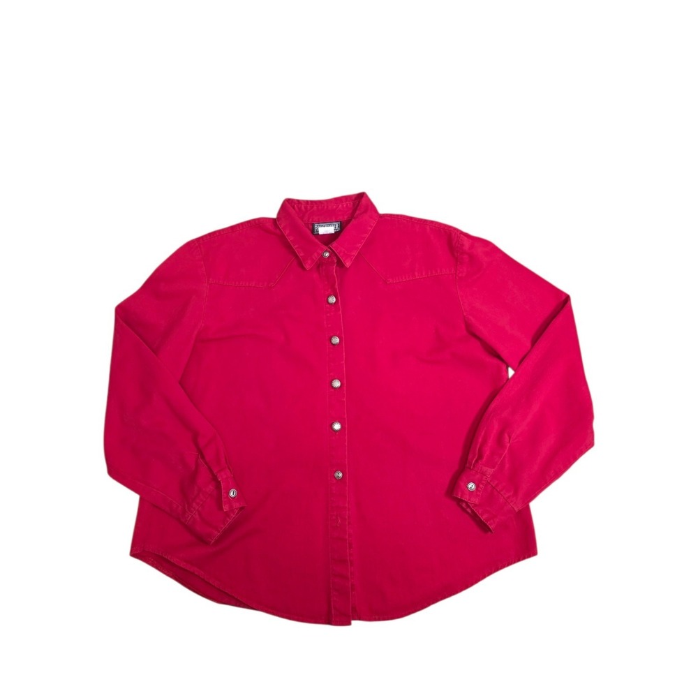 Roughrider Western Shirt Red Button Up Long Sleeve Cowboy Womens XL